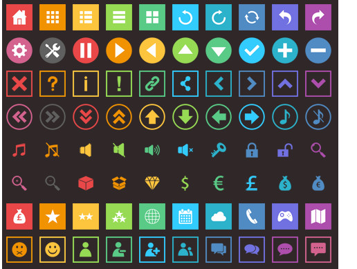 6000+ Flat Buttons Icons Pack
