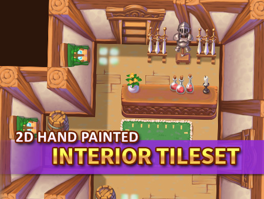 2D Hand Painted - Interior Tileset