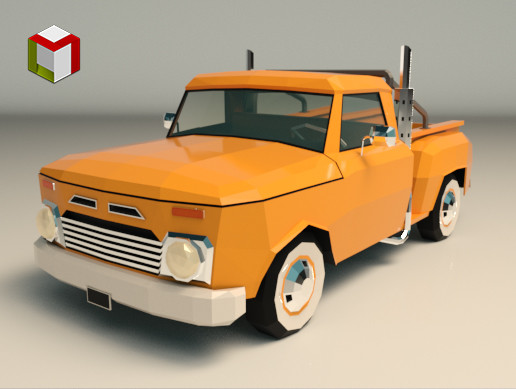 Low Poly Vintage Pickup 03