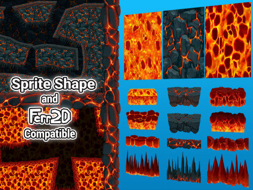 2D SpriteShape/Ferr2D Textures pack - Lava