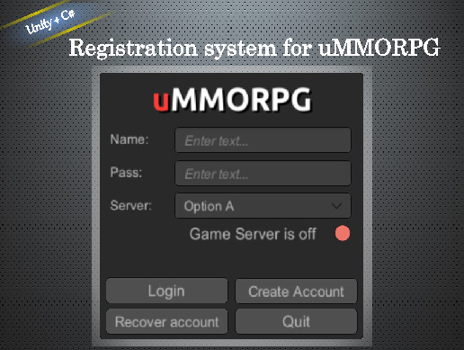 Registration system for uMMORPG