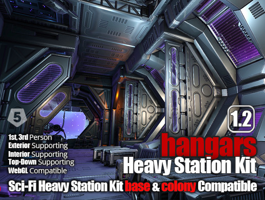 Sci-Fi Heavy Station Kit hangars
