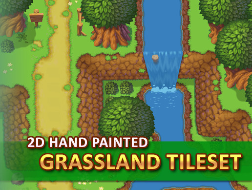 2D Hand Painted - Grassland Tileset