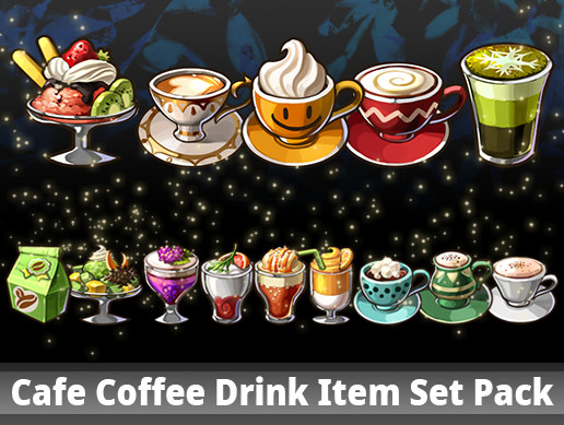 Cafe Coffee Drink Item Set Pack