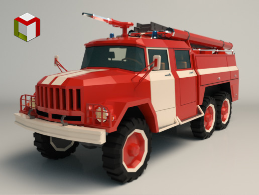 Low Poly Fire Truck 03