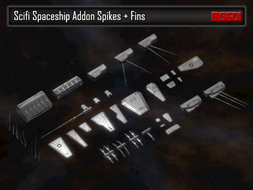 Scifi Spaceship Addon Spikes + Fins
