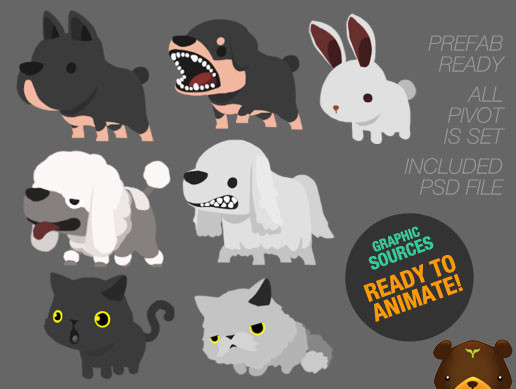 2D Cute Domestic Animal Pack V.2