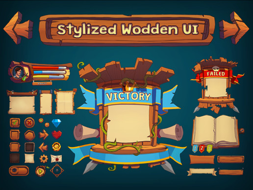 Stylized Wooden UI