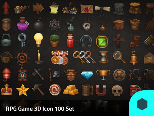 3D Models Prop RPG 100 Set Pack