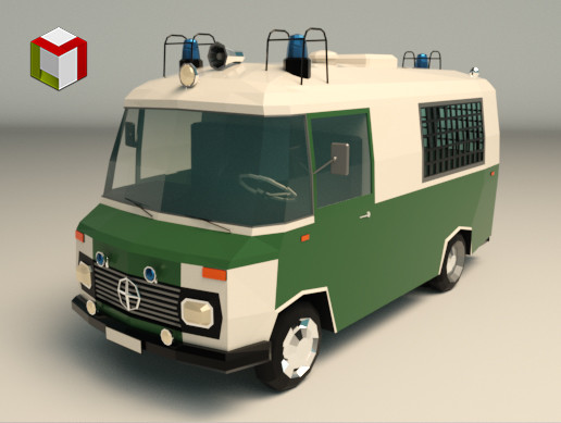 Low Poly Police Van 01