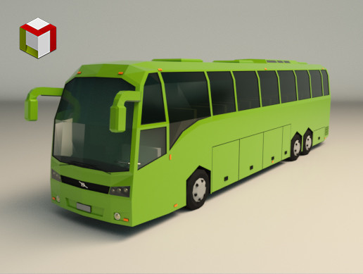 Low Poly Coach Bus 01