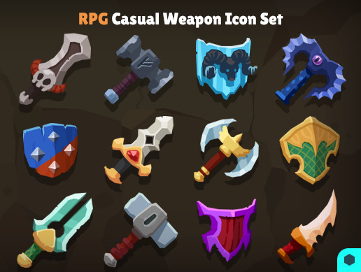 3D RPG Casual Weapon Icon Set
