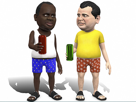 Regular middle age 3D cartoon stylized man pack