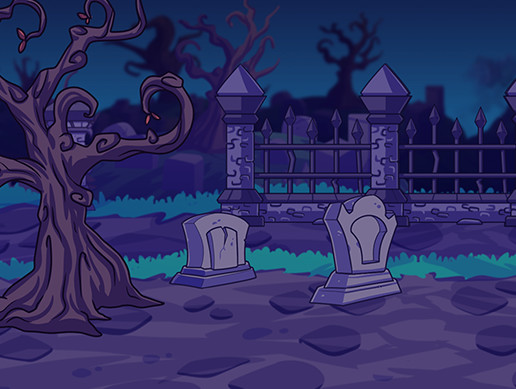 2D Fantasy Graveyard Background