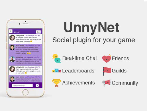 UnnyNet - solution to add chat, friends, leaderboards, achievements and even guilds in games