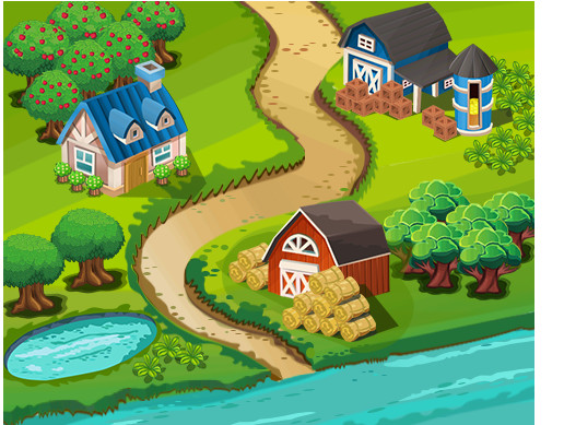 2D Cartoon Farm Building