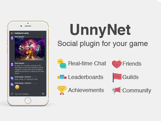 UnnyNet - solution to add chat, friends, leaderboards, achievements and even guilds in games