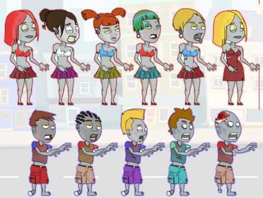2D Zombie Team Leader Girls and Boys Character Builder Pack - PRO
