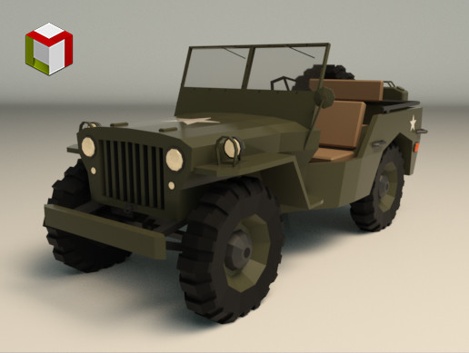 Low Poly Military Jeep 01