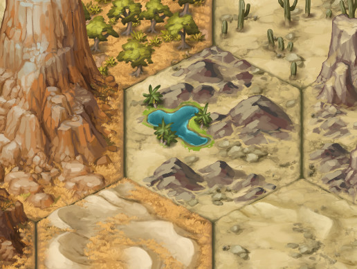 Painted 2D Terrain Hexes: Deserts