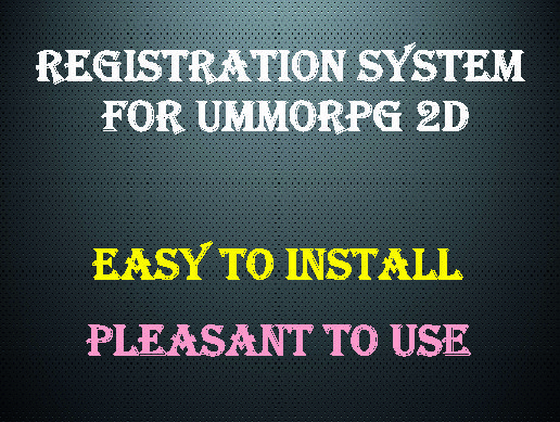 Registration system for uMMORPG 2D