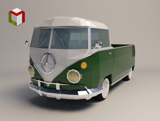 Low Poly Pickup Van 01