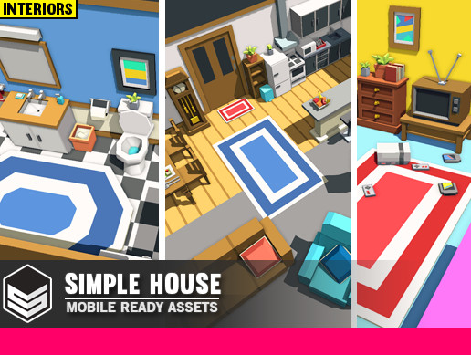 Simple House Interiors - Cartoon assets