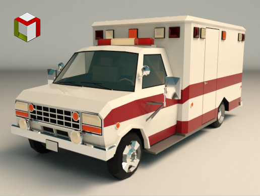 Low Poly Ambulance 02