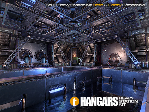 Sci-Fi Heavy Station Kit hangars