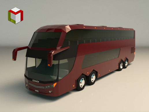 Low Poly Coach Bus 03