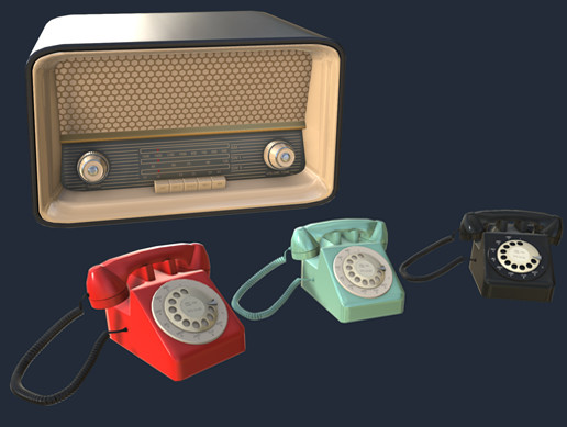 Vintage 50s Radio and Phone