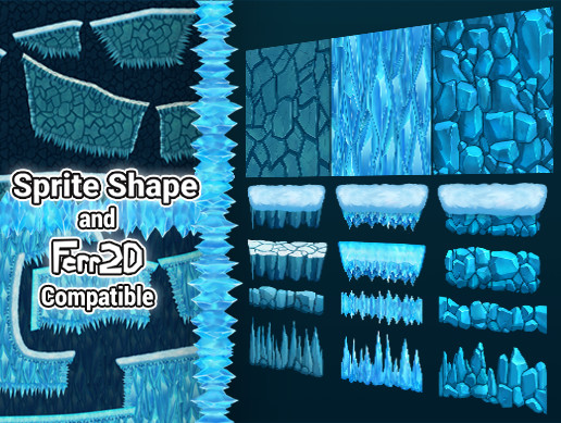 2D SpriteShape/Ferr2D Textures pack - Ice
