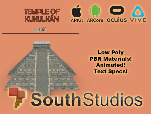 Animated Mayan Temple Kukulkan AR VR
