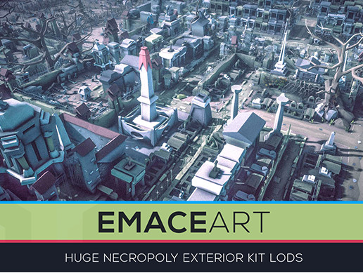 Low Poly NECROPOLY Graveyard Exterior Kit LODs