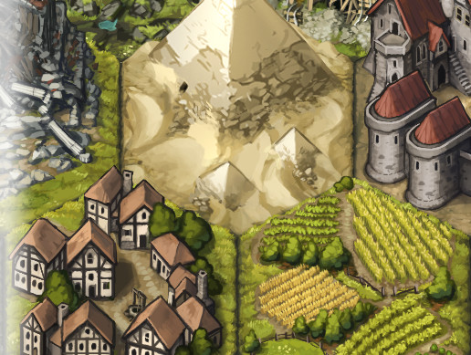 Painted 2D Location Hexes: Medieval-Fantasy