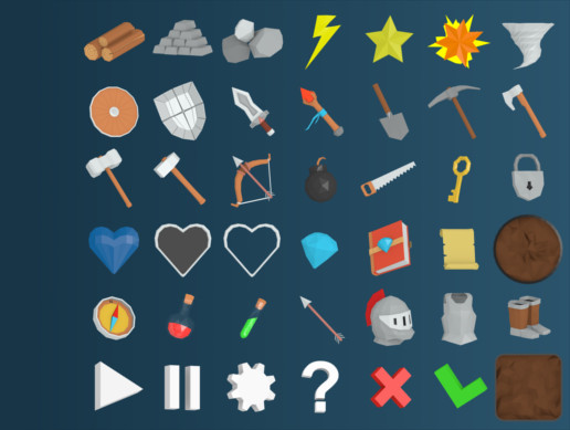 Low Poly Art style Icons Pack
