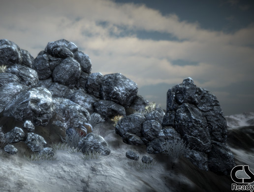 Snow Cluster Rocks and Boulders