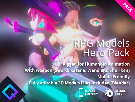 RPG Models - Hero Pack (Barbarian, Ninja and Witch)