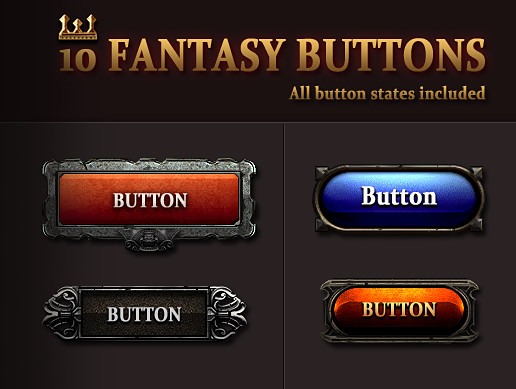10 Fantasy Buttons for NGUI