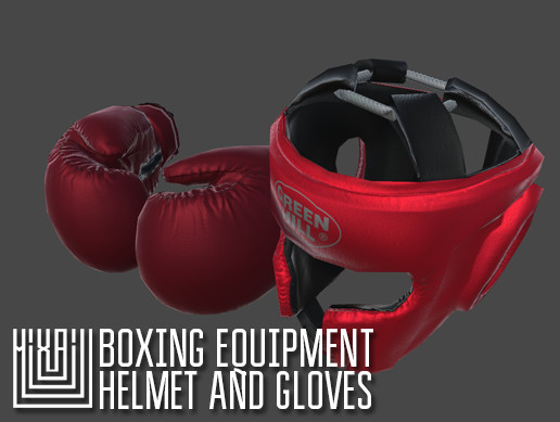 Boxing equipment - helmet and gloves