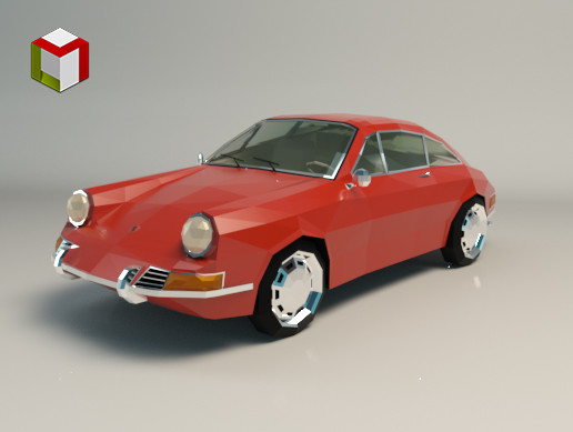 Low Poly Retro Sports Car 01