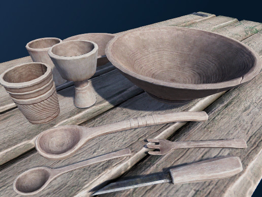 LowRes PBR Wooden tableware