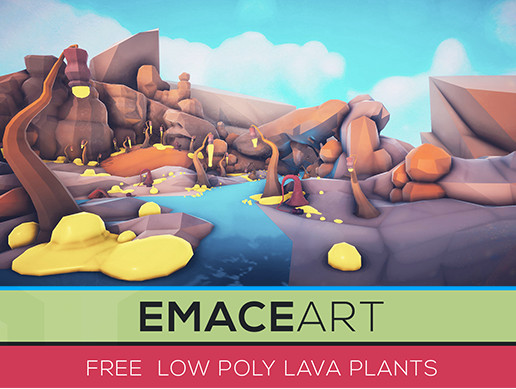 low poly lava Plants