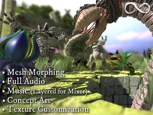 PBR Monster Pack #1 (Mushroom Monster, Giant Worm, Rock Monster, Plant Monster)