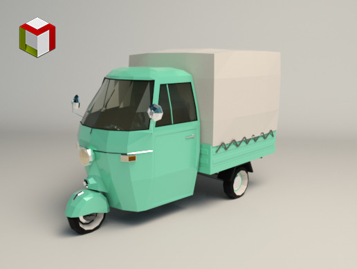 Low Poly Three Wheeled Truck 02