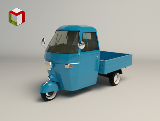 Low Poly Three Wheeled Pickup