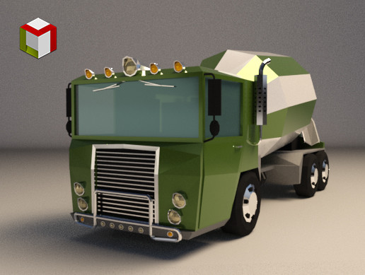 Low Poly Concrete Mixer Truck