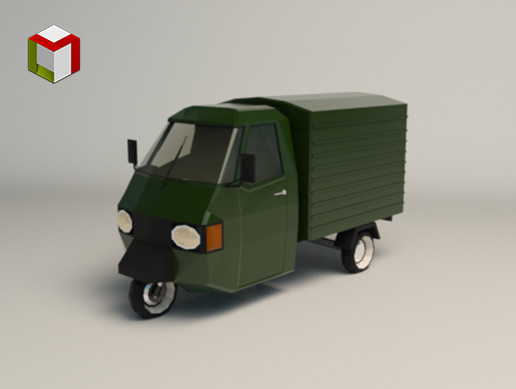 Low Poly Three Wheeled Van 02