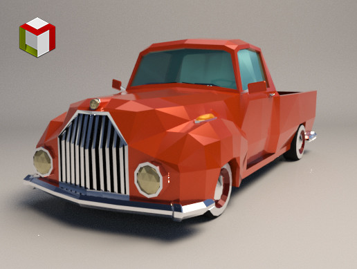 Low Poly Vintage Pickup 02