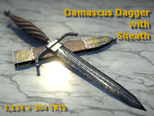 3D model of Damascus Dagger with Sheath